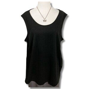 MR. MAX FASHIONS Plus size black scoop neck cableknit sleeveless top ~ 2X XXL 3X